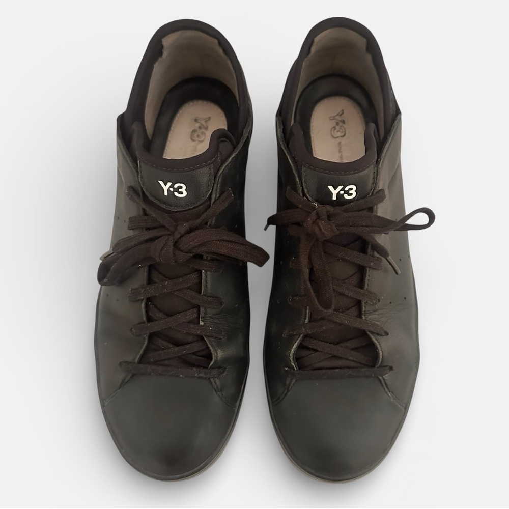 Y-3 Yohji Yamamoto Adidas Women’s Smooth Court Sneakers Black Leather Size 8